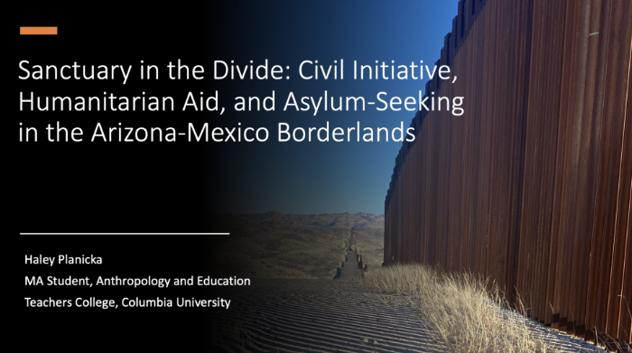 Title slide of Haley Planicka's conference presentation, 